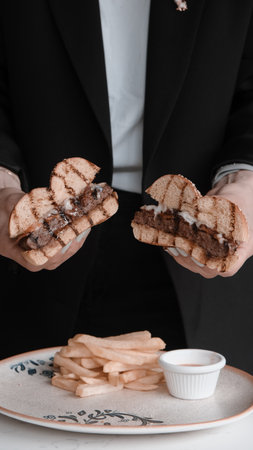 Homemade hamburger with fresh vegetablesの写真素材