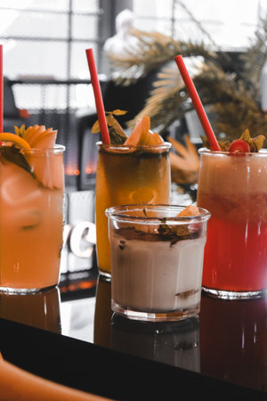 Cocktails with vibrant colors and bold flavorsの写真素材