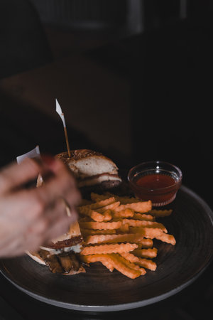 Homemade hamburger with fresh vegetablesの写真素材