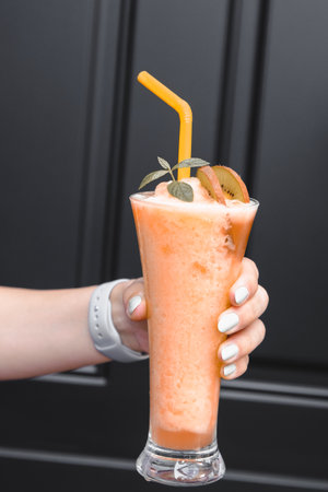Colorful cocktails served in elegant glassesの写真素材