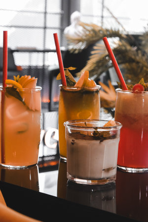 Freshly mixed cocktailsの写真素材