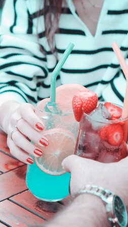 Cocktails with vibrant colors and bold flavorsの写真素材