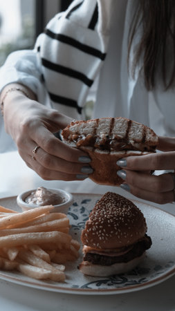 Homemade hamburger with fresh vegetablesの写真素材