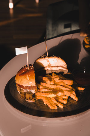 Homemade hamburger with fresh vegetablesの写真素材