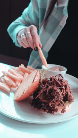 Homemade hamburger with fresh vegetablesの写真素材