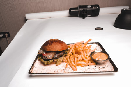 Homemade hamburger with fresh vegetablesの写真素材