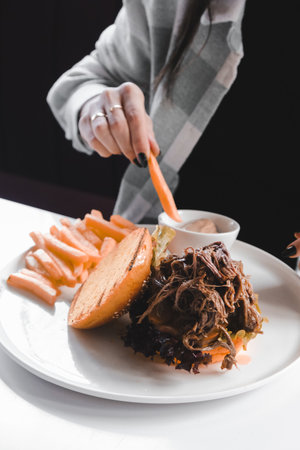 Homemade hamburger with fresh vegetablesの写真素材