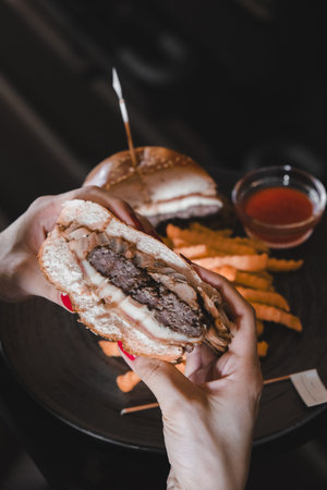 Homemade hamburger with fresh vegetablesの写真素材