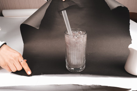 Colorful drinks served in elegant glassesの写真素材