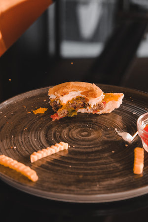 Homemade hamburger with fresh vegetablesの写真素材