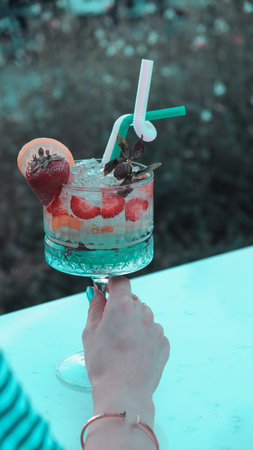 Fruit-infused cocktails for a refreshing tasteの写真素材