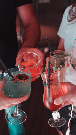 Tropical cocktails with a refreshing twistの写真素材