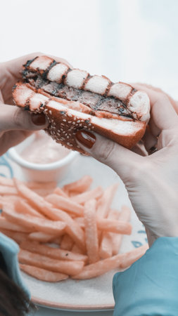 Homemade hamburger with fresh vegetablesの写真素材