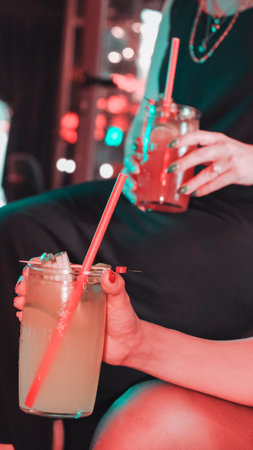 Creative cocktails with exotic flavorの写真素材