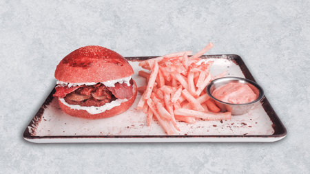 Homemade hamburger with fresh vegetablesの写真素材