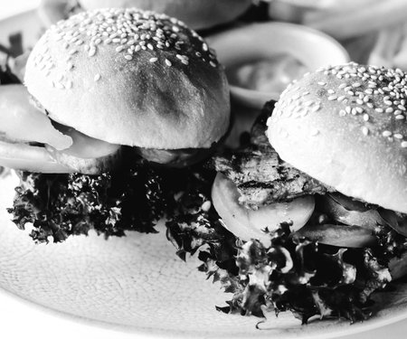 Homemade hamburger with fresh vegetablesの写真素材