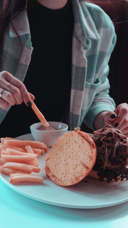 Homemade hamburger with fresh vegetablesの写真素材