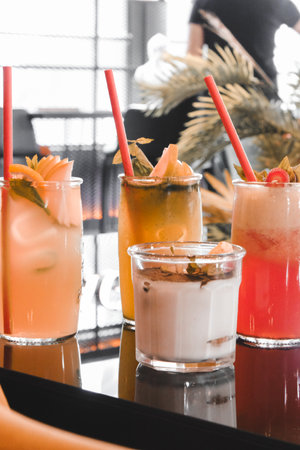 Fruit-infused cocktails for a refreshing tasteの写真素材
