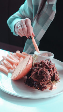 Homemade hamburger with fresh vegetablesの写真素材