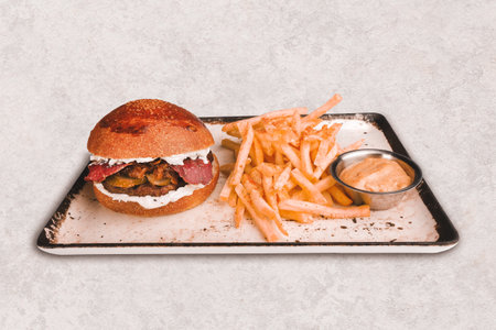 Homemade hamburger with fresh vegetablesの写真素材