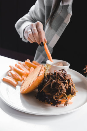 Homemade hamburger with fresh vegetablesの写真素材