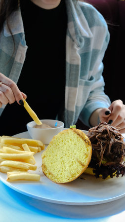 Homemade hamburger with fresh vegetablesの写真素材
