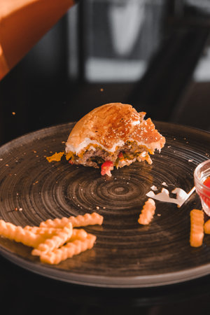 Homemade hamburger with fresh vegetablesの写真素材