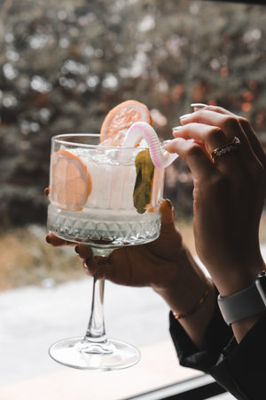 Fruit-infused cocktails for a refreshing tasteの写真素材