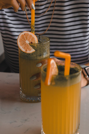 Cocktails with vibrant colors and bold flavorsの写真素材