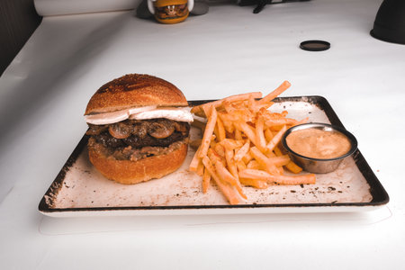 Homemade hamburger with fresh vegetablesの写真素材