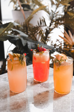 Freshly mixed cocktails with premium spirits