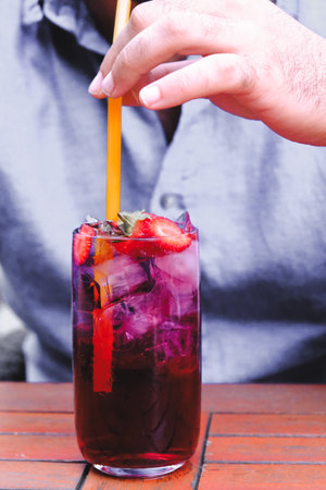 Creative cocktails with exotic flavorの写真素材