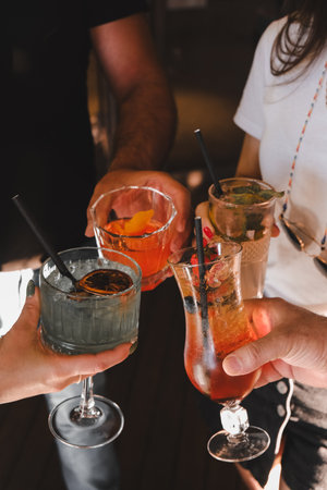 Freshly mixed cocktailsの写真素材