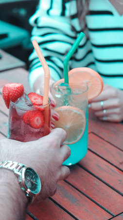 Creative cocktails with exotic flavorの写真素材