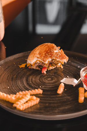 Homemade hamburger with fresh vegetablesの写真素材