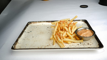Homemade french fries with fresh vegetables