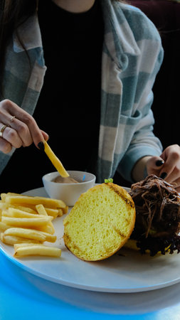 Homemade hamburger with fresh vegetablesの写真素材