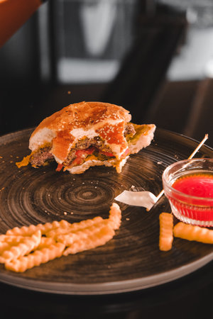 Homemade hamburger with fresh vegetablesの写真素材