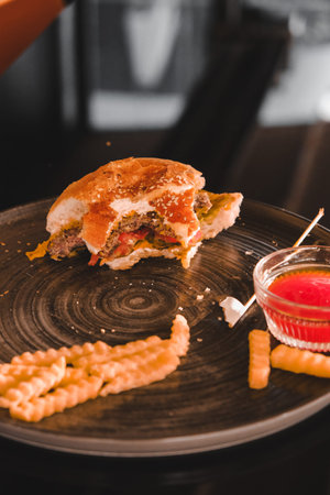 Homemade hamburger with fresh vegetables