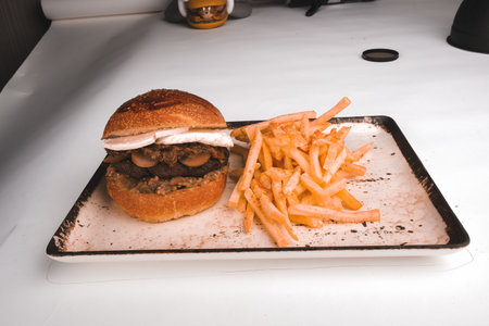 Homemade hamburger with fresh vegetablesの写真素材