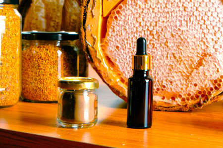 honeycomb and honey on the table