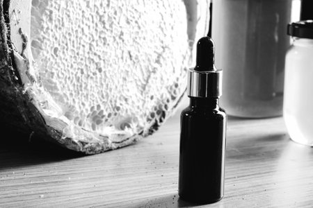 delicious honeycomb and honey on the tableの写真素材