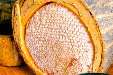 delicious honeycomb and honey on the table