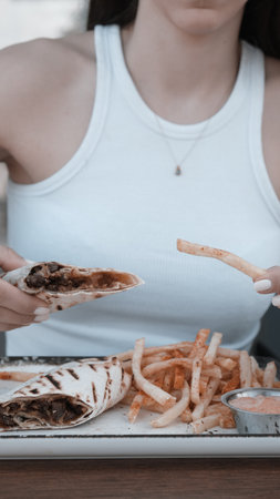 Delicious and grilled wrap sandwichの写真素材