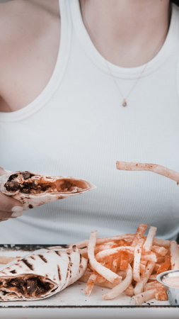 Delicious and grilled wrap sandwichの写真素材