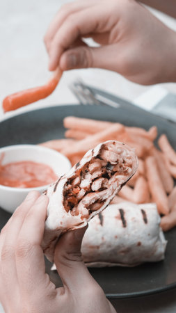 Delicious and grilled wrap sandwich
