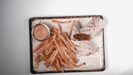 Delicious and grilled wrap sandwichの写真素材