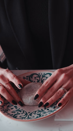 Chocolate inside thin baked dough. Turkish name is bomb.の写真素材