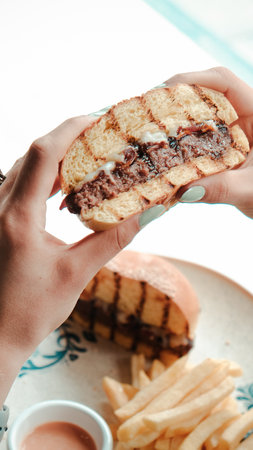 Homemade hamburger with fresh vegetablesの写真素材