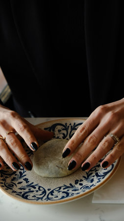 Chocolate inside thin baked dough. Turkish name is bomb.の写真素材